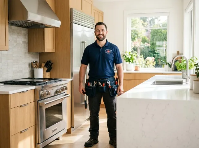 Appliance Repair Hero technician in a Broomes Island, MD kitchen after an appliance repair